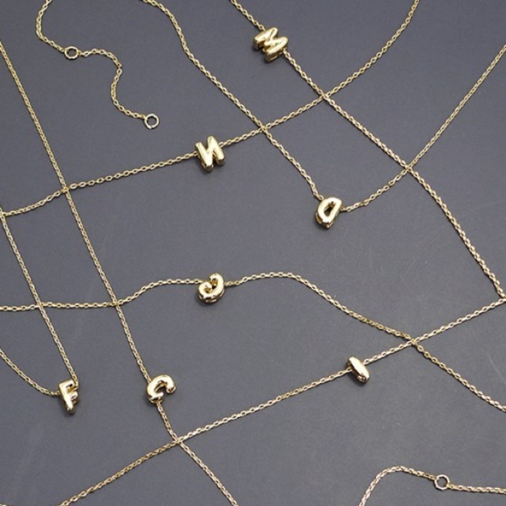 Gold Mini Bubble Initial Necklace (5101) - Picture 3 of 3